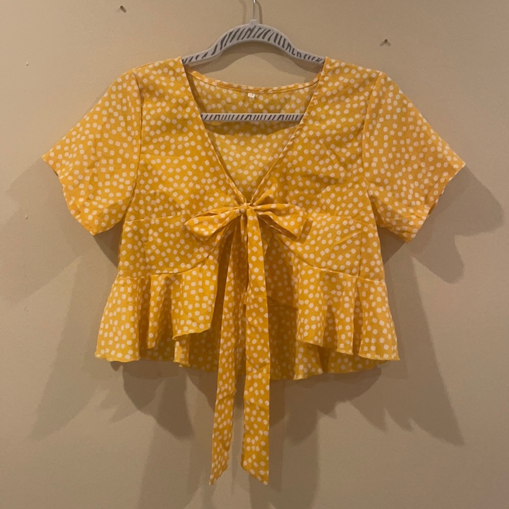 Bright and cheery tie blouse